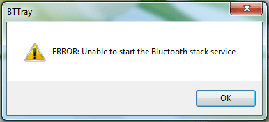 bluetooth stack service error message