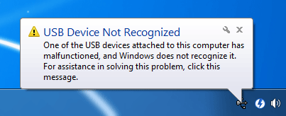 how to fix the problem usb device not recognized